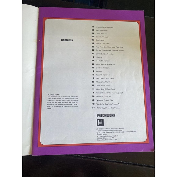 Vintage The Piper Autochord - Patchwork - Hammond Organ 24 Requested Songs 1972 - Picture 4 of 4